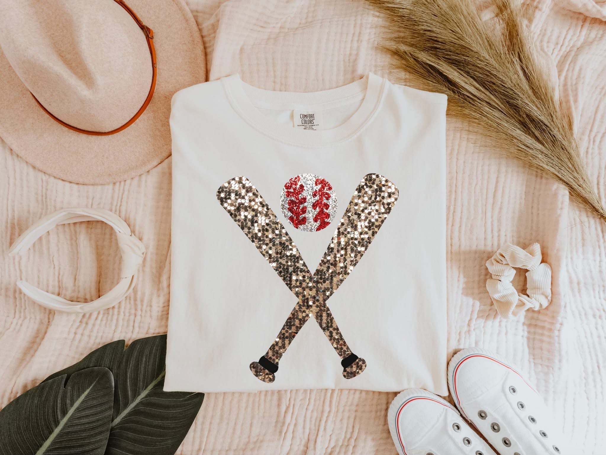 Faux Sequin Bats And Baseball Spangle