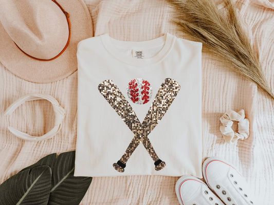 Faux Sequin Bats And Baseball Spangle