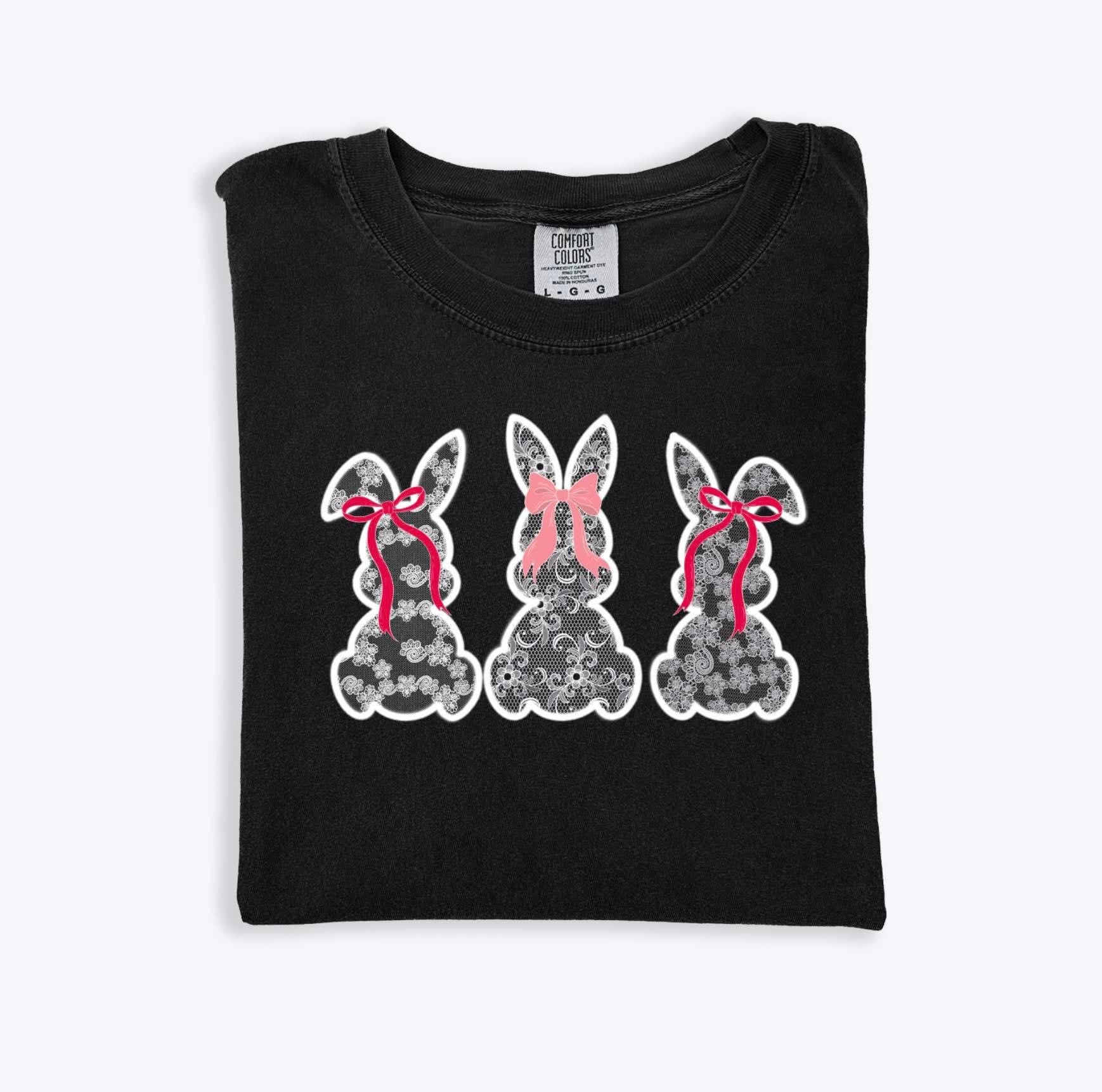 Lace Bunnies Pink Bows