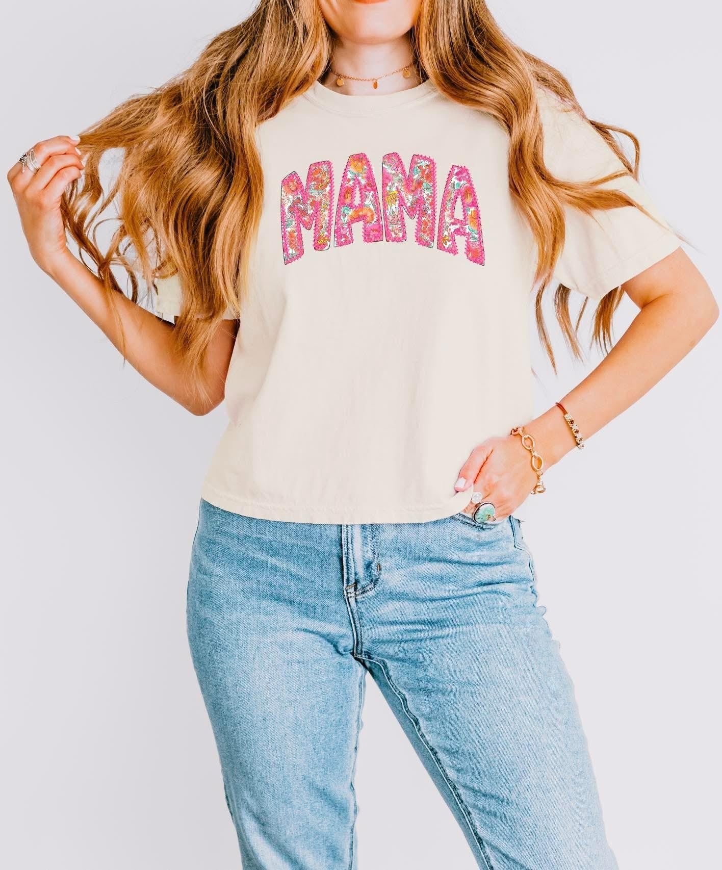 Mama Floral Pink Outline