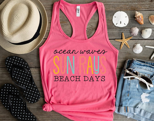 ocean waves sun rays beach days