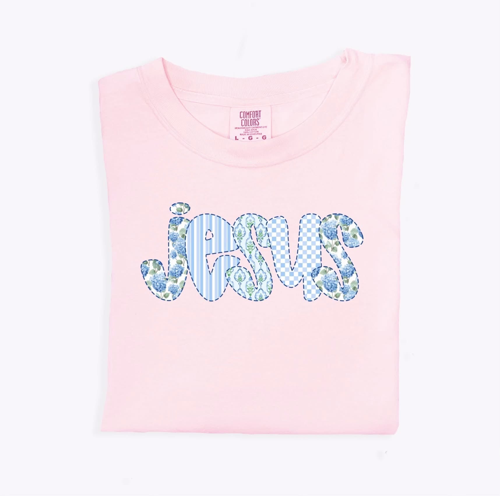 Jesus Blue Stripes And Flowers