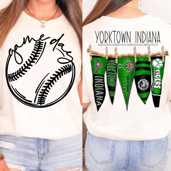 Yorktown Indiana Baseball Pennant Flags Comfort Colors
