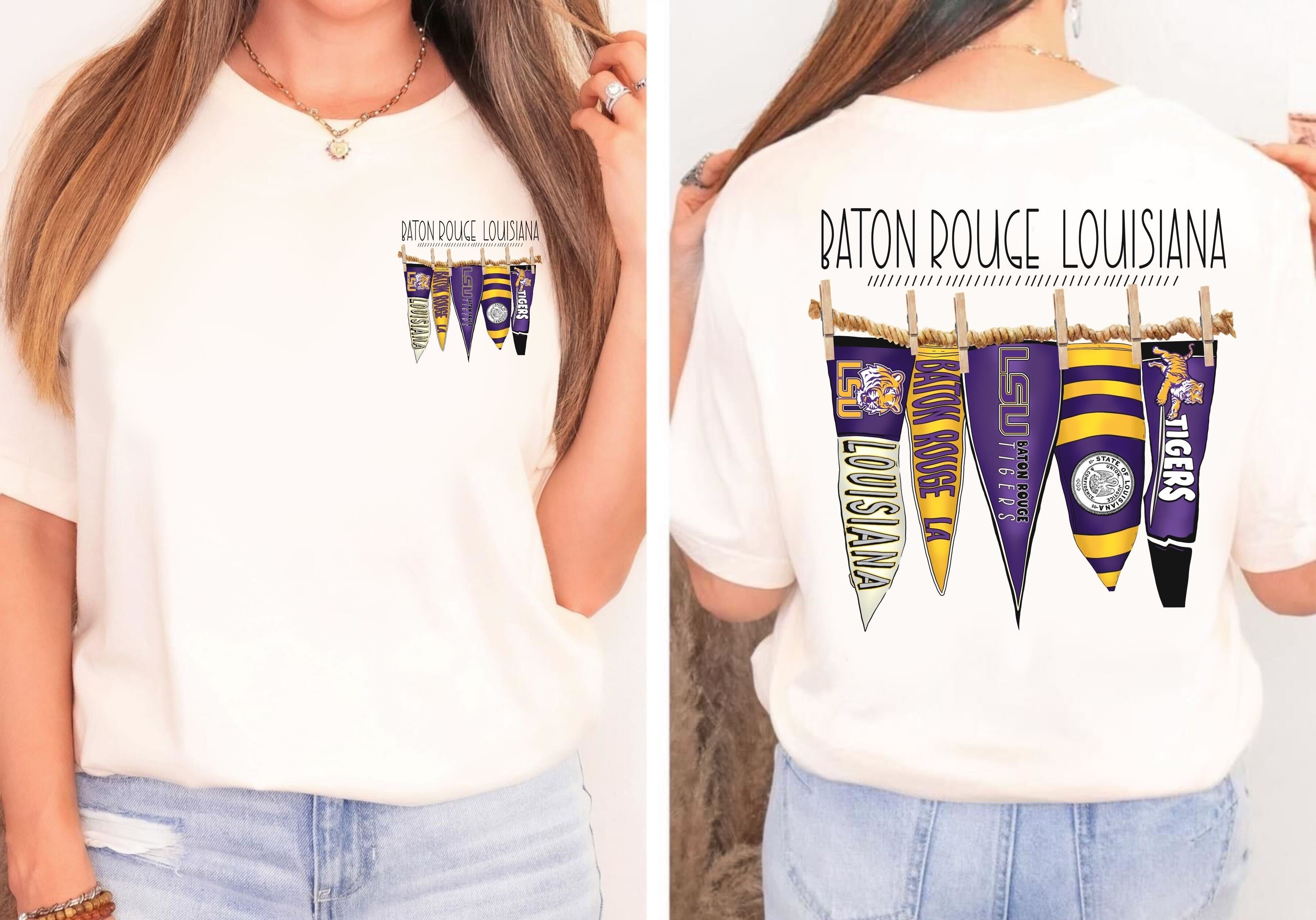 Baton Rouge Louisiana Pennant Flags Comfort Colors With Pocket Print