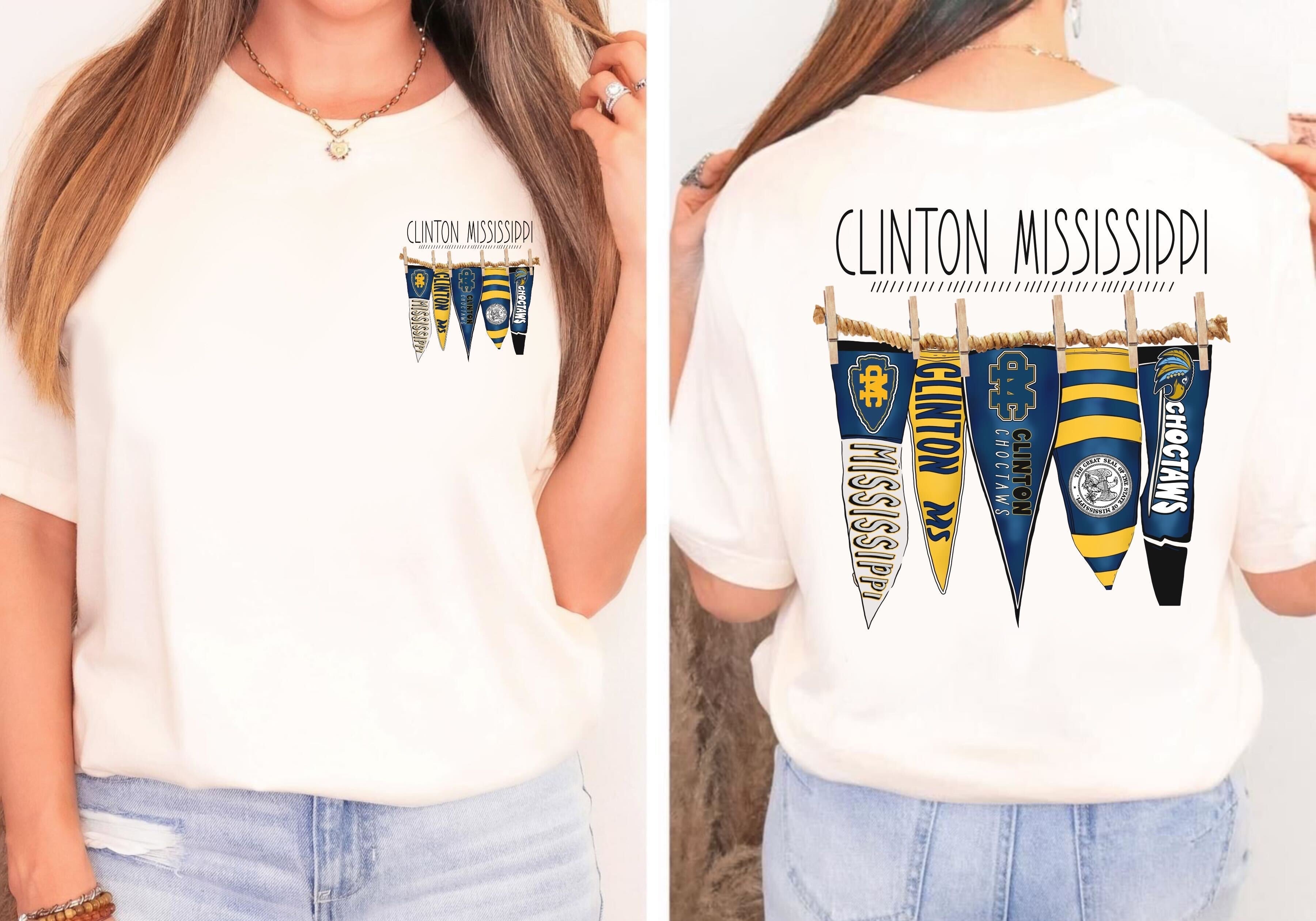 Clinton Mississippi Pennant Flags Comfort Colors With Pocket Print