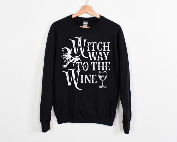 Witch Way To The Wine White Crew Fleece