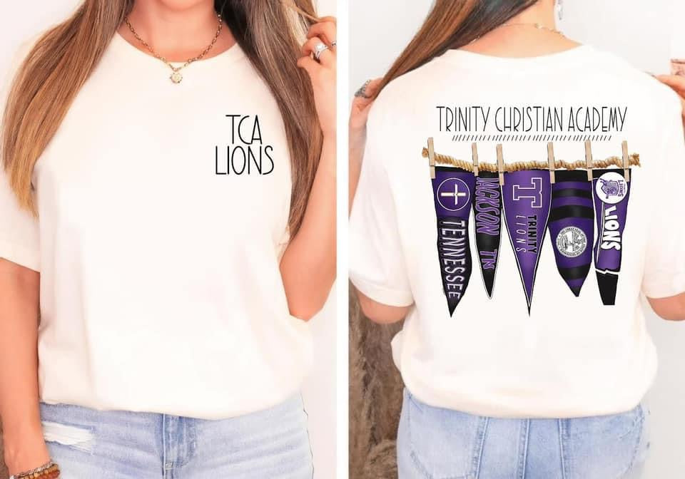 Trinity Christian Academy TCA Lions Pennant Flags Comfort Colors