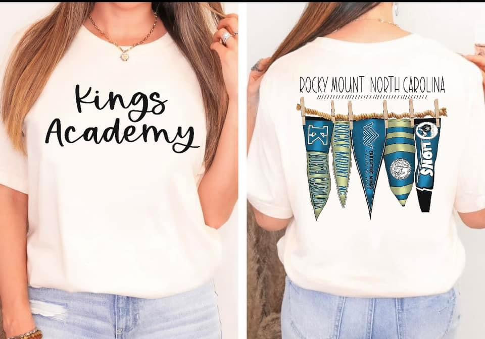 Rocky Mount North Carolina Kings Academy Pennant Flags Short Sleeve
