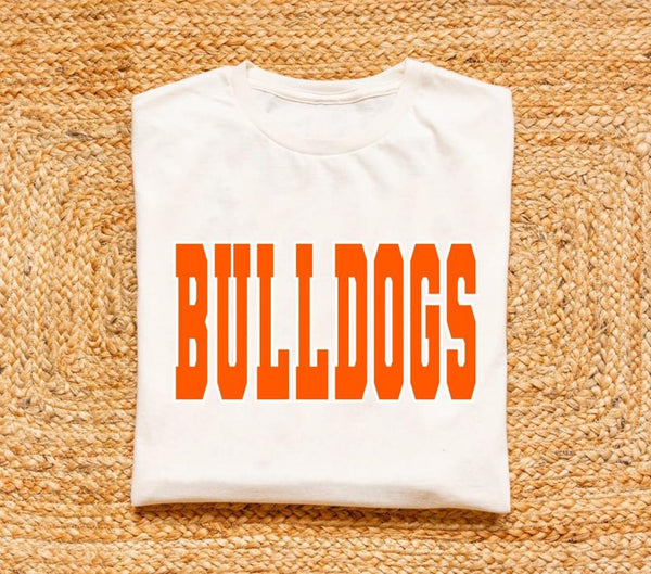 Bulldogs Orange Inside White Outline Spangle Comfort Colors