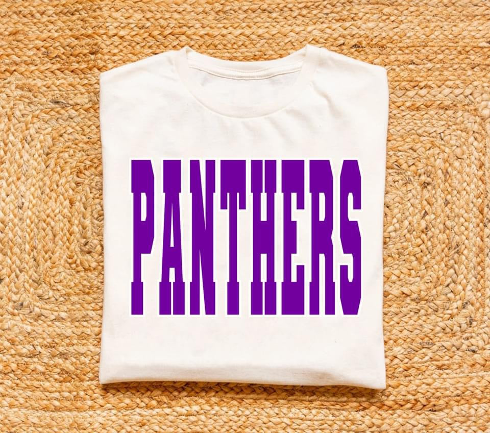 Panthers Purple Inside White Outline Spangle Crew Fleece