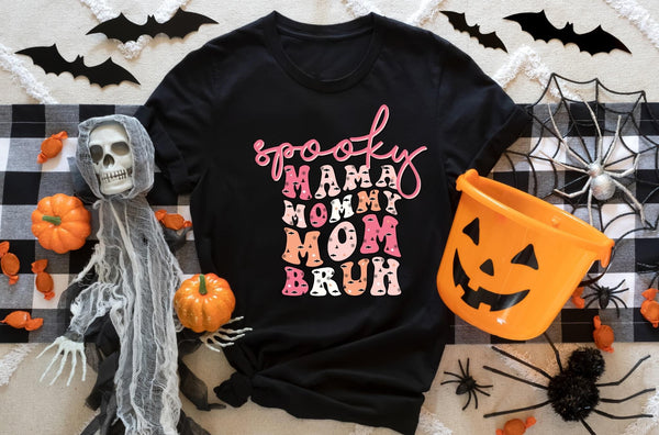 Spooky Mama Mommy Mom Bruh Short Sleeve
