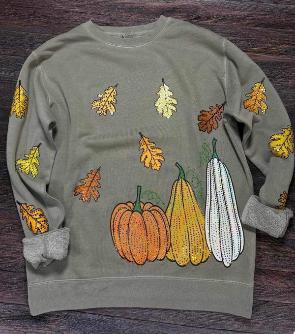 Fall Leaves And Pumpkins Glitter Multiprint Gildan