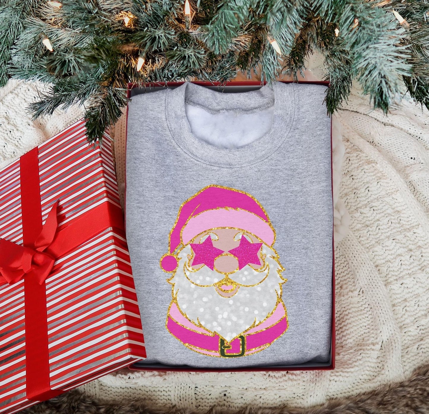 Pink Santa Faux Glitter