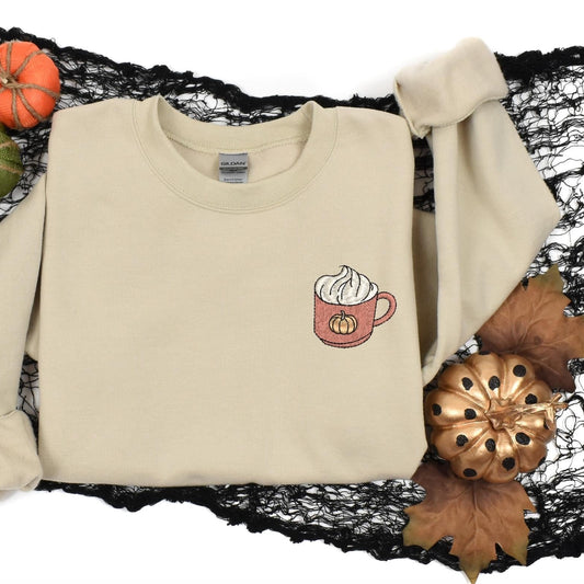 Coffee Cup Embroidered Pocket