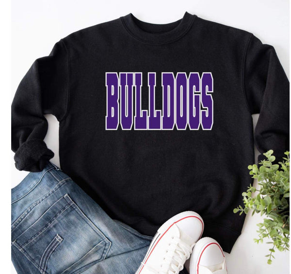 Bulldogs Purple Inside White Outline Spangle