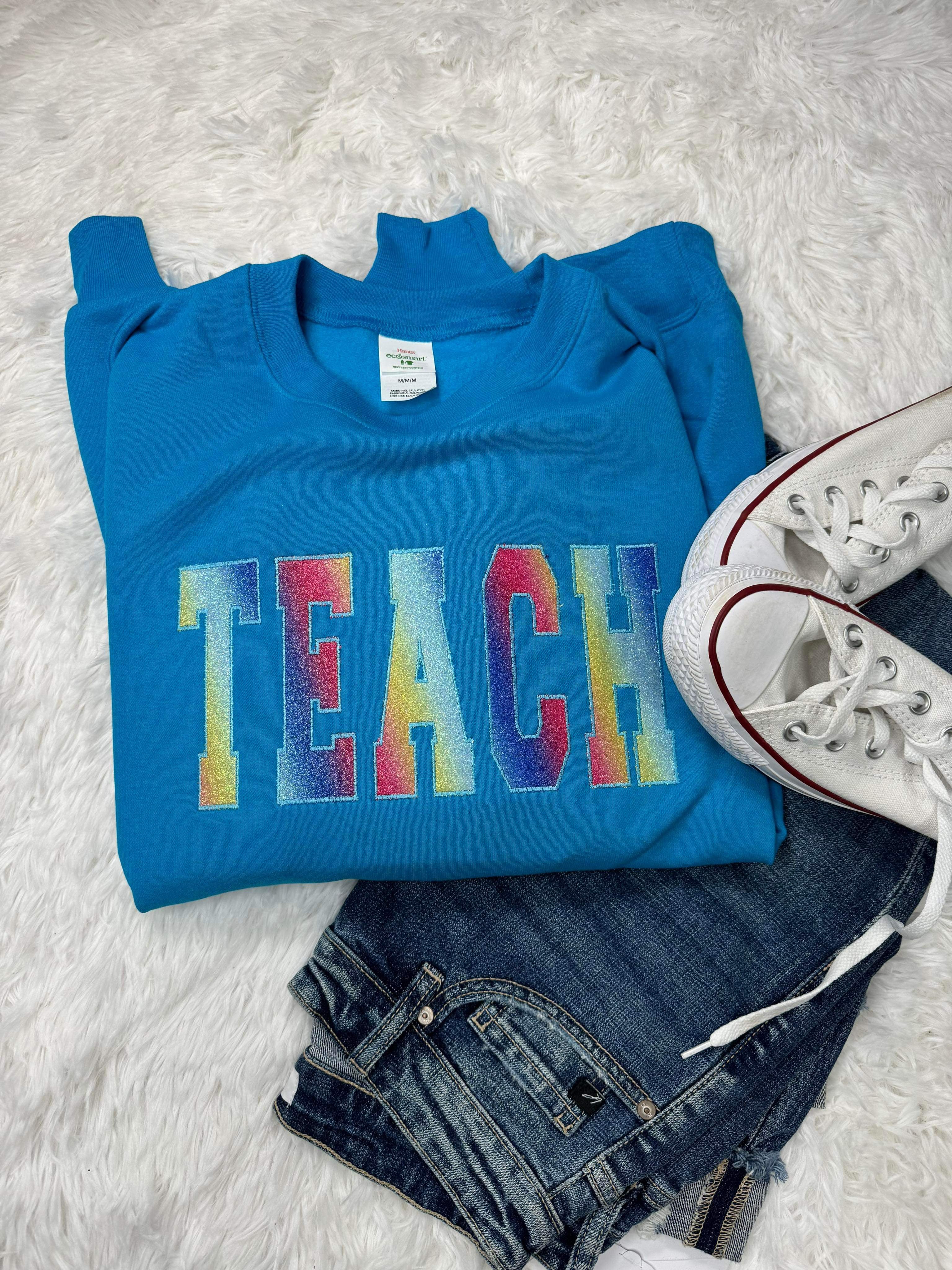 Teach Rainbow Glitter Embroidery