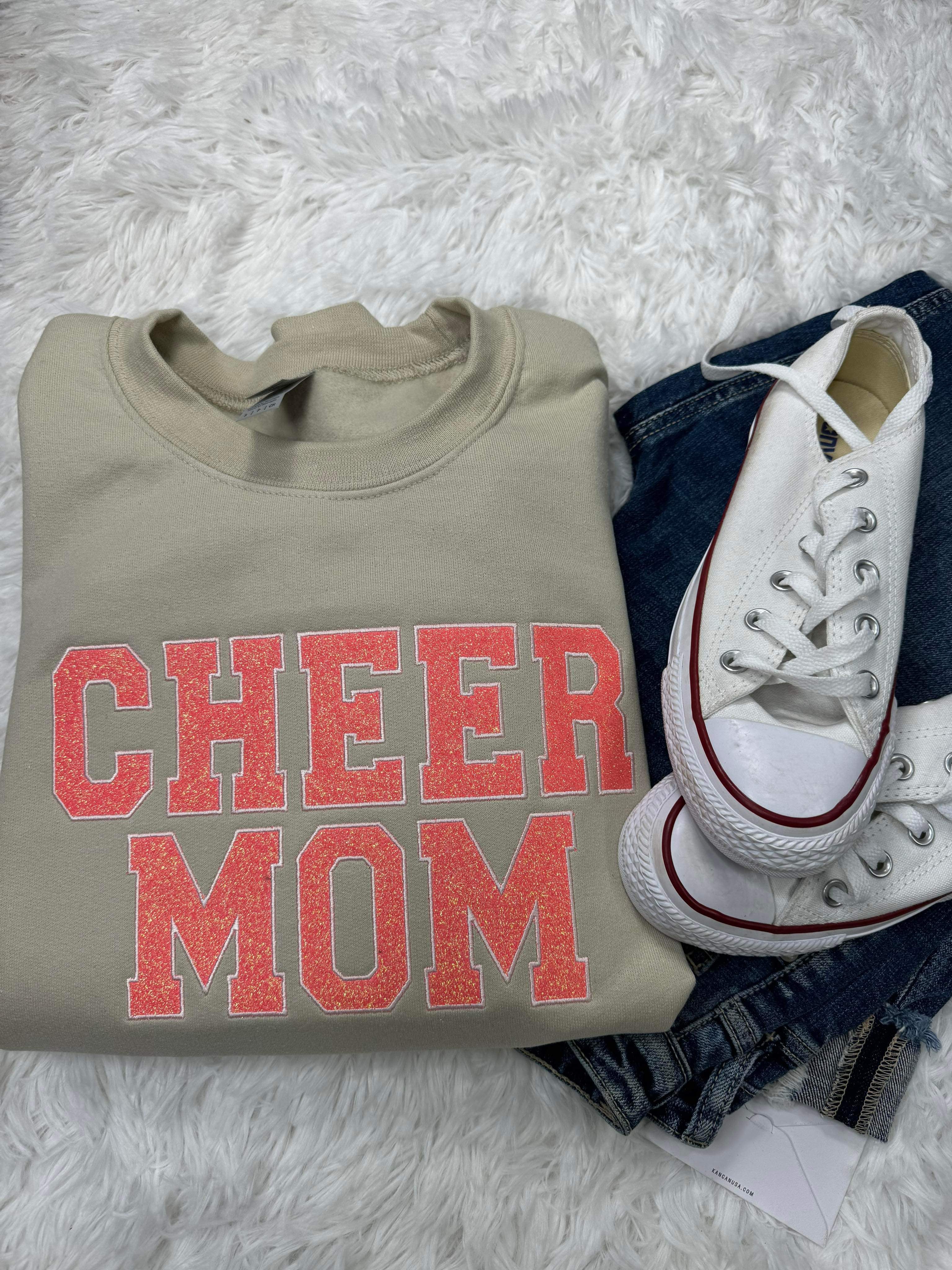 Cheer Mom Glitter Embroidery Glows In The Dark