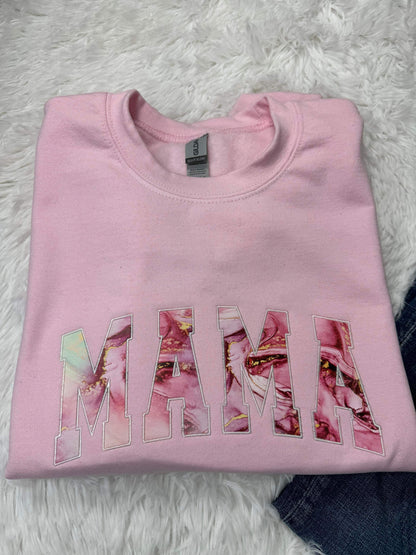 Mama Pink Marble Embroidery