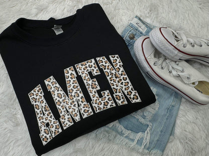 Amen Leopard Glitter Embroidery