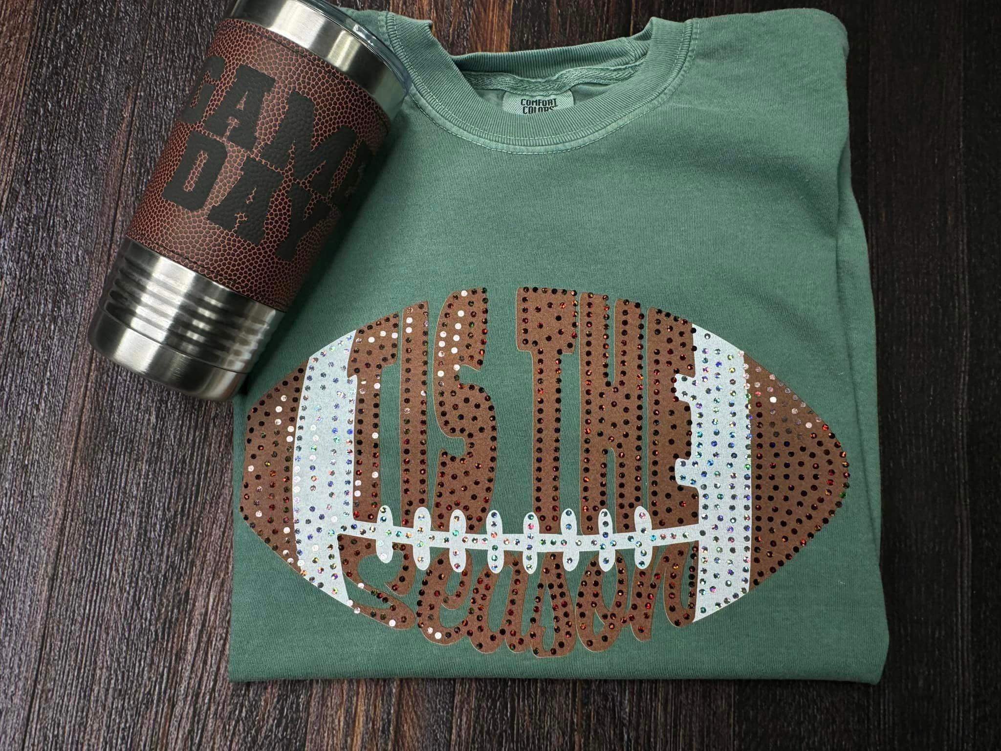 Tis the Season Football Spangle Comfort Colors