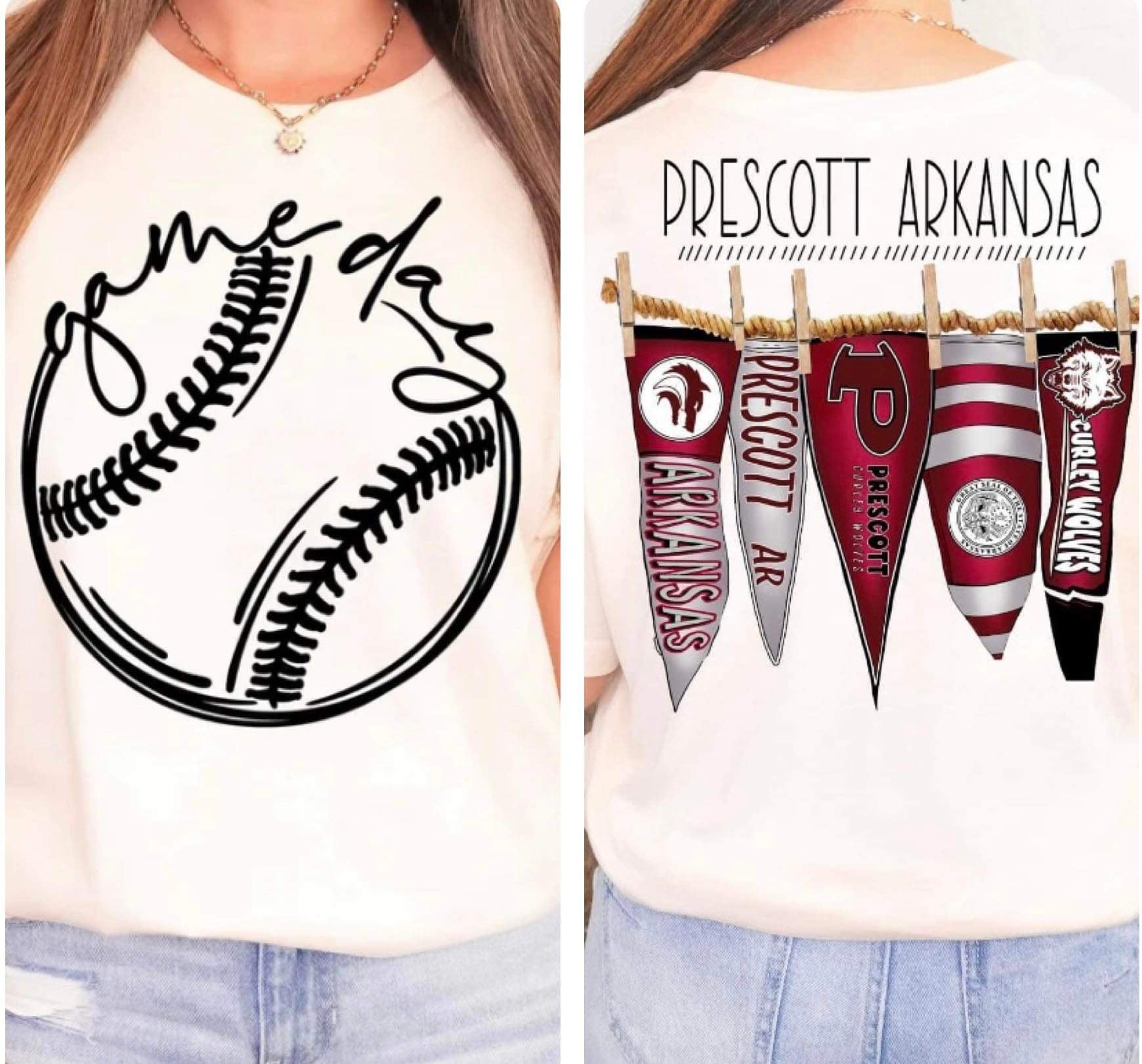 Prescott  Arkansas Baseball Pennant Flags Comfort Colors