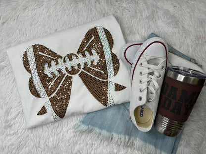 Football Cheer Bow Spangle Tees