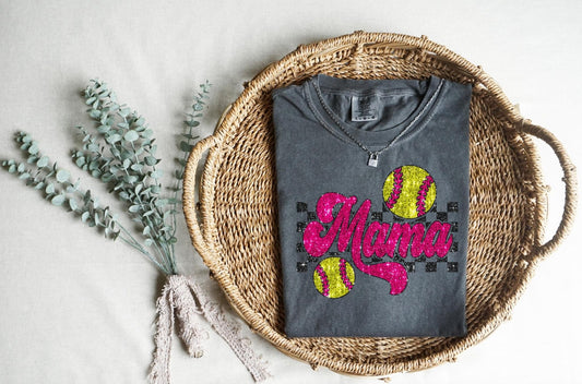 CUSTOM Softball Mama Checkered SPANGLE Short Sleeve