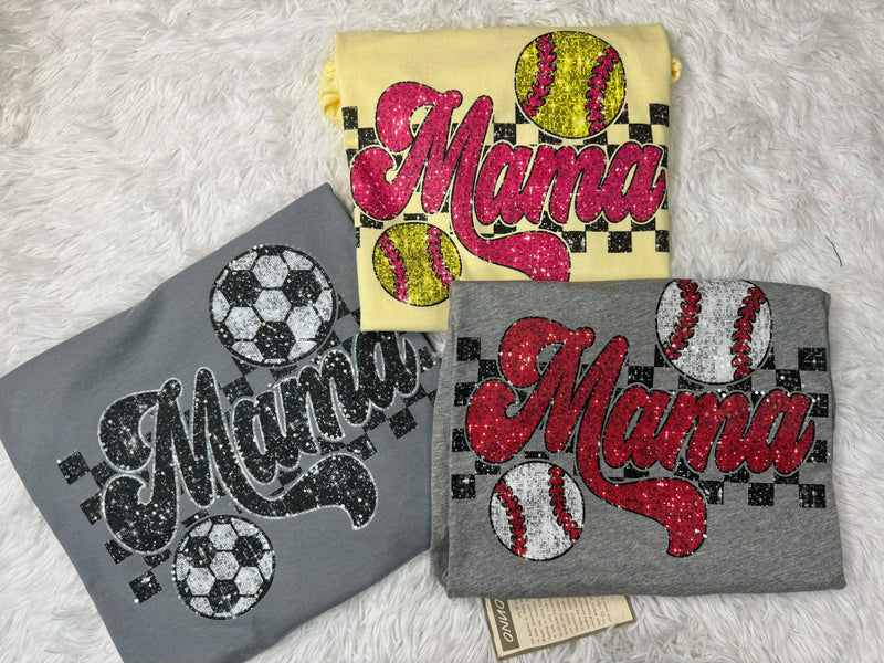 Softball Mama Checkered Spangle Comfort Colors