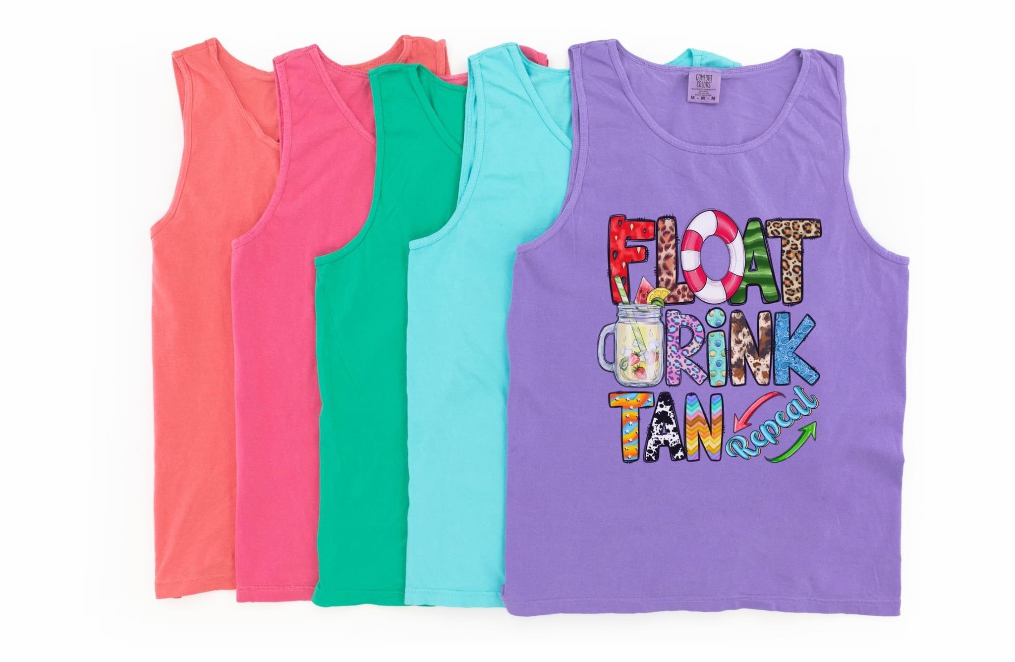 Float Drink Tan Repeat Comfort Colors Tank