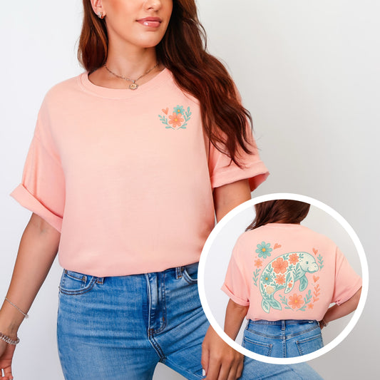 Watercolor Floral Manatee