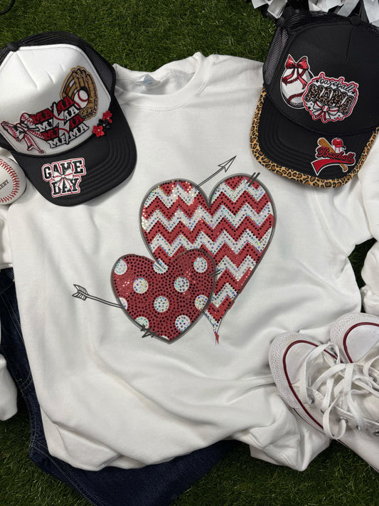 Red White Doodle Hearts