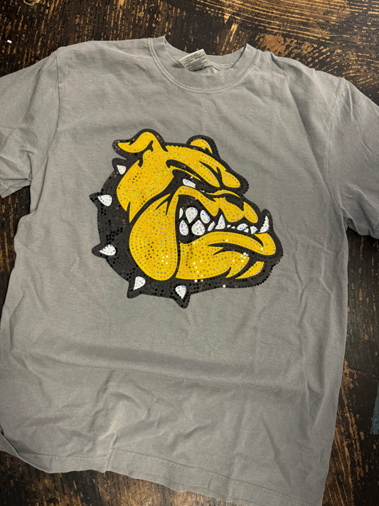 Gold Bulldog Head Mascot Spangle