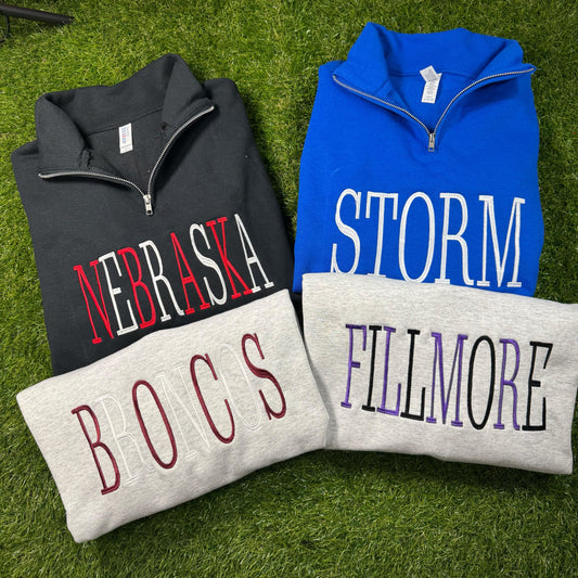 CUSTOM Embroidered Quarter Zips