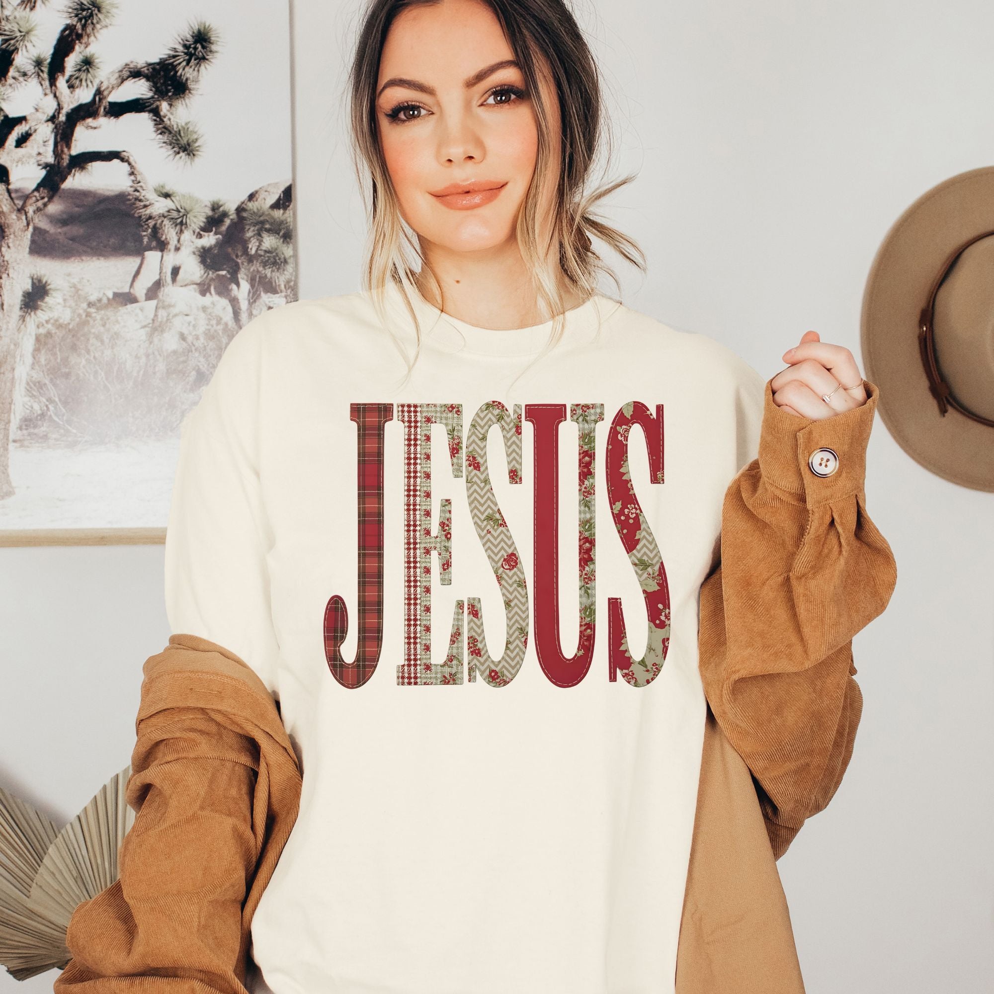 JESUS Faux Christmas Patchwork