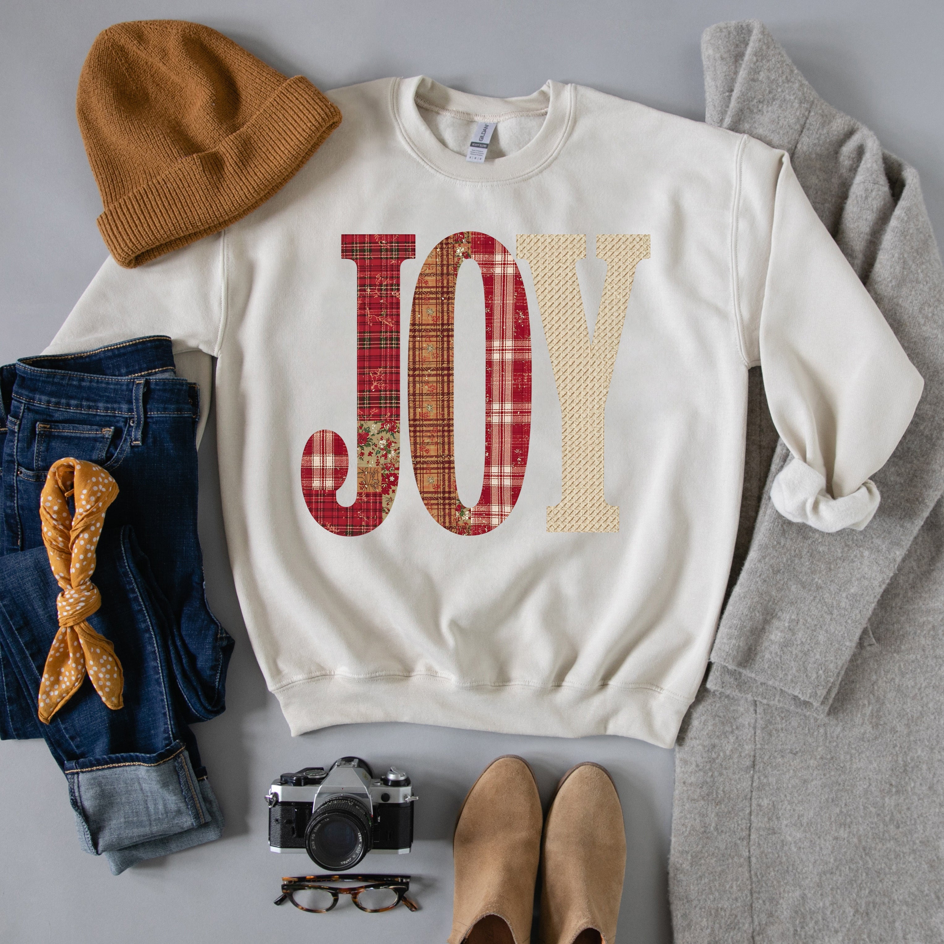 JOY Faux Christmas Patchwork