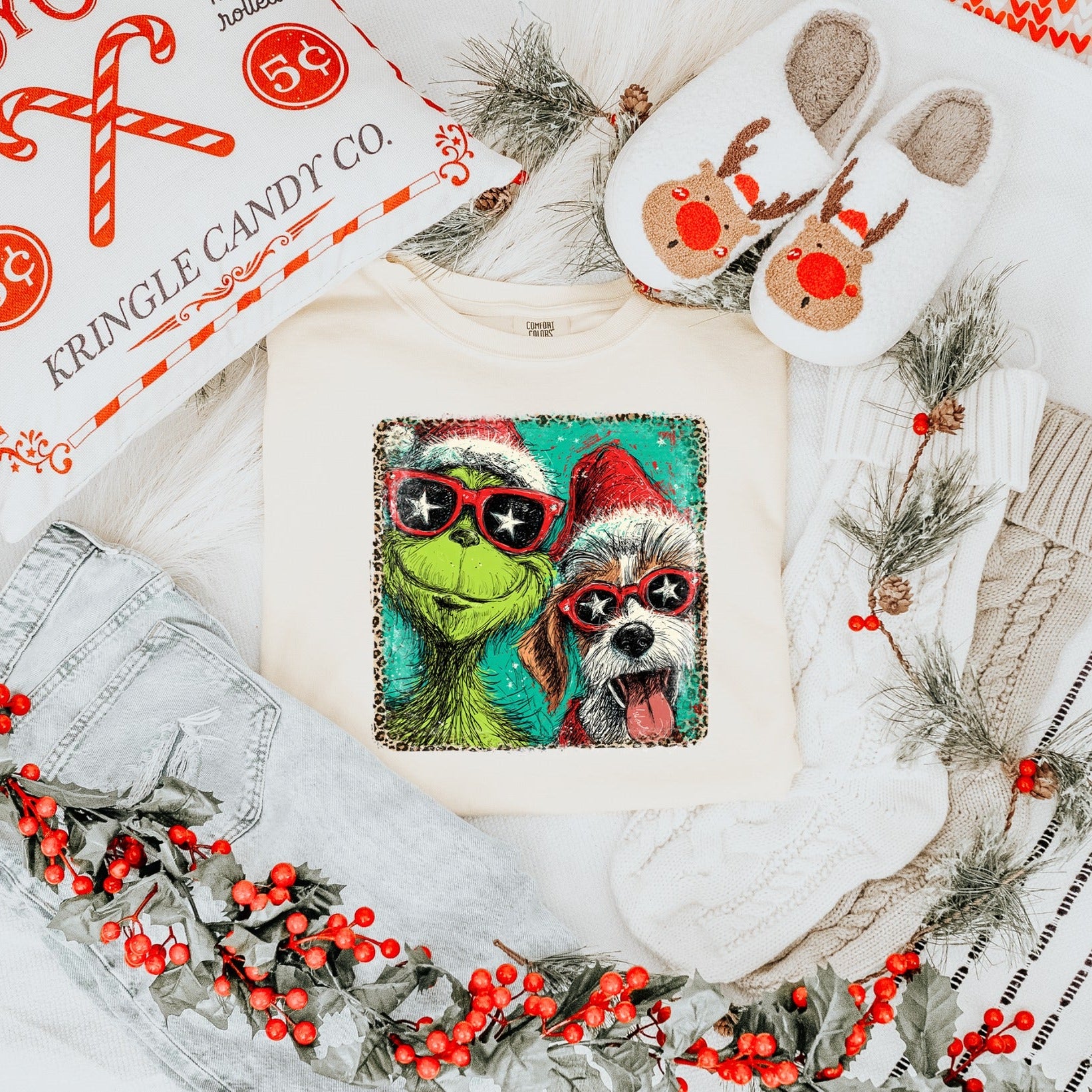 Green Man and Dog Christmas Card