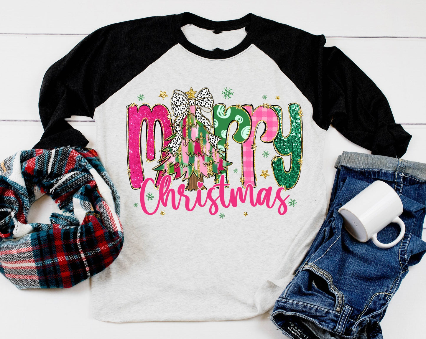 Merry Christmas Tree Pink BSB Tee