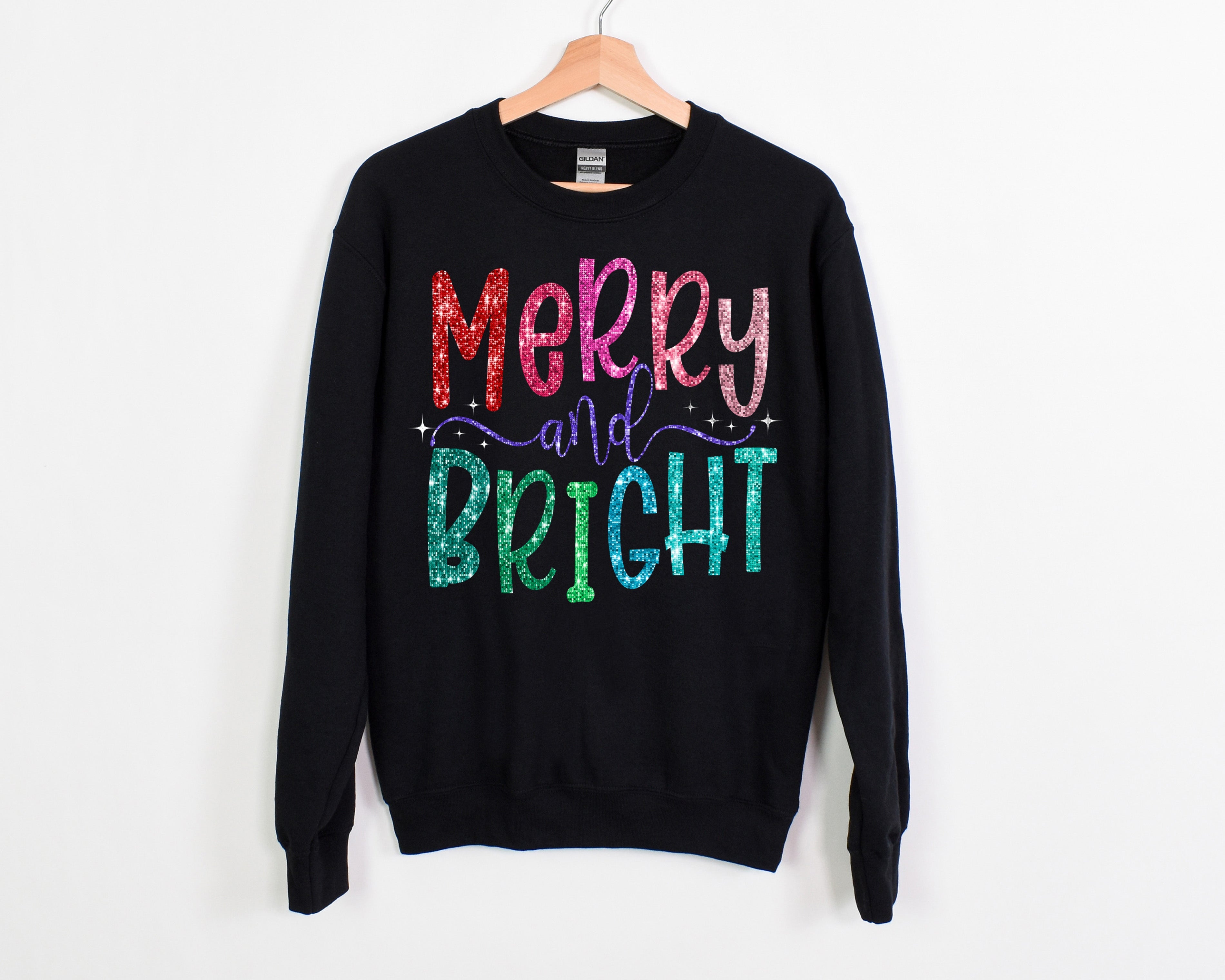 Merry & Bright Faux Glitter Crew Fleece