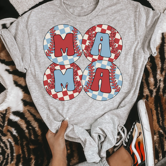 Mama Baseball Checkered Rocker Tank