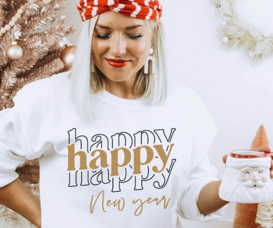 Happy Happy Happy New Year Gold