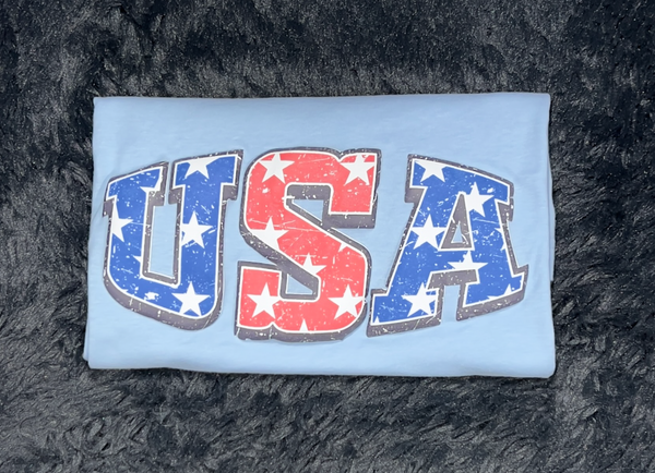 USA Red White and Blue Printed Puff