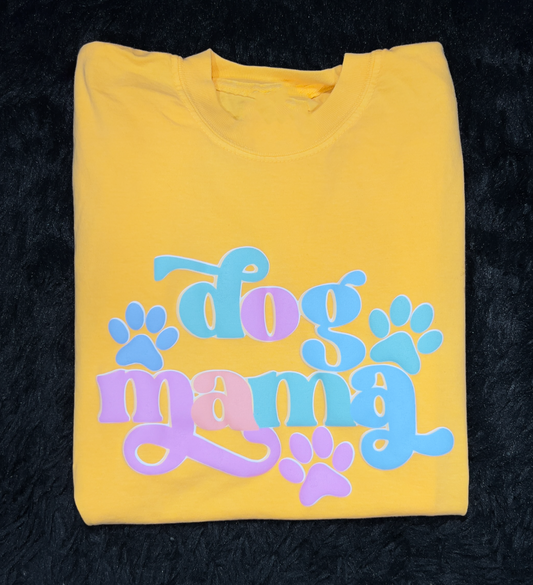 Dog Mama Pastel Printed Puff Short Sleeve