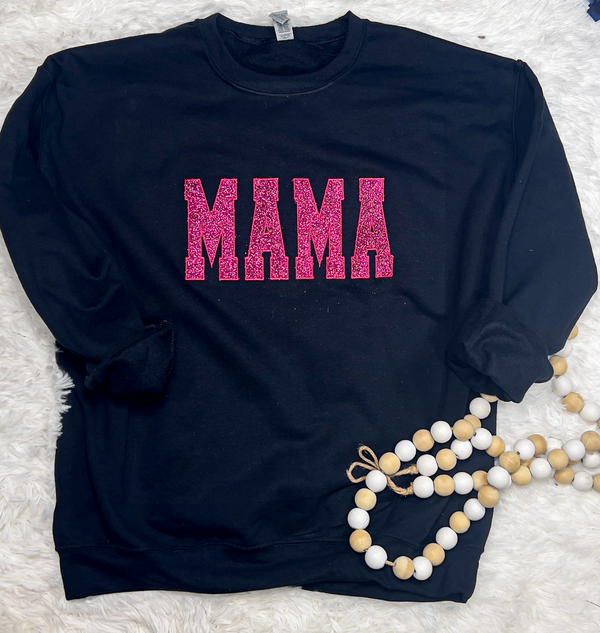 MAMA Pink Glitter Embroidery
