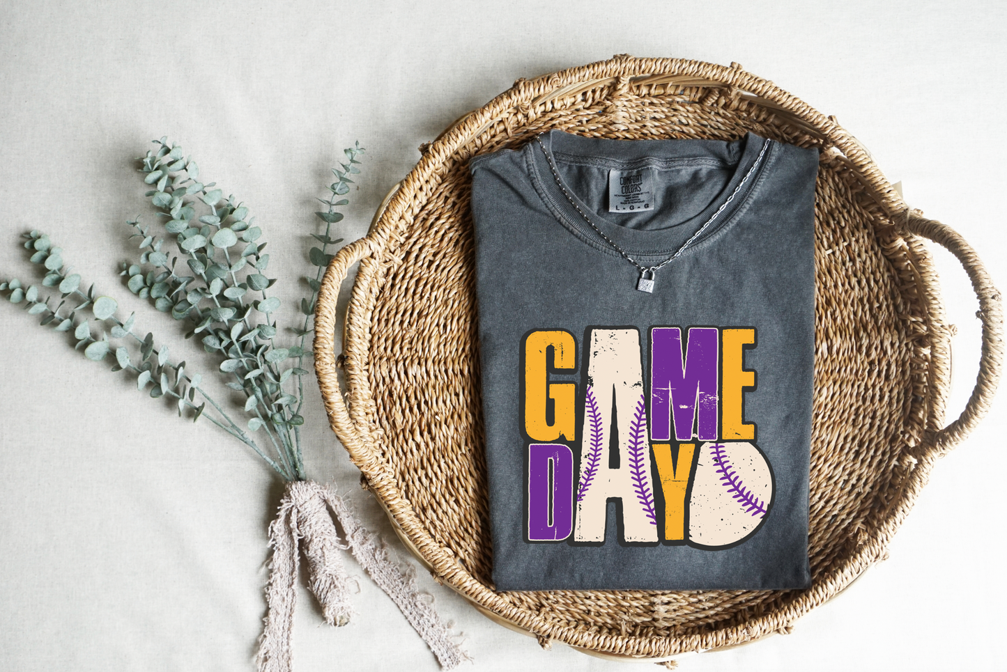 Game Day Baseball Gold Purple Crew Neck Fleece