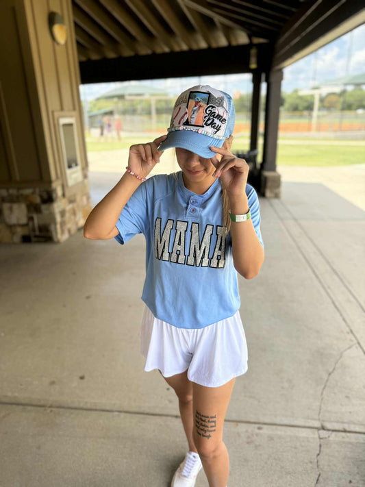 Custom Name Glitter Embroidery 2 Button Jersey