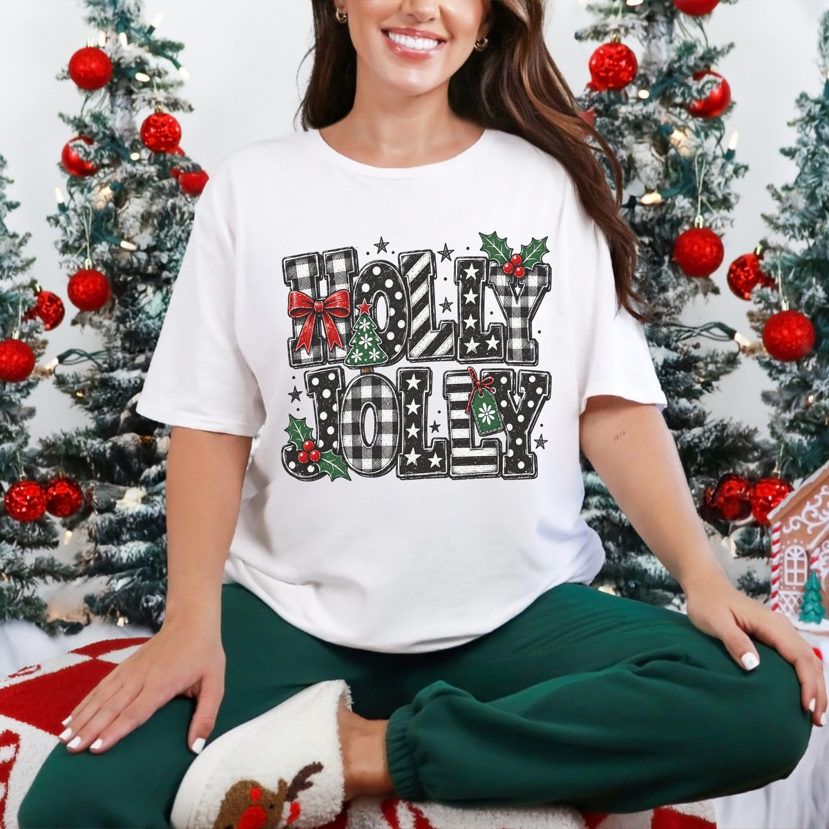 Holly Jolly Black White