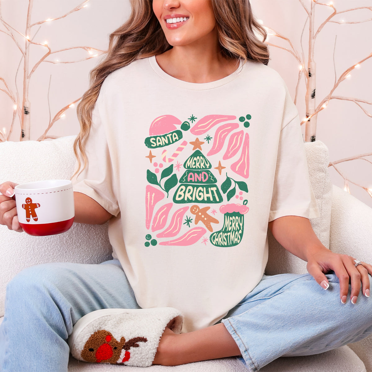 Merry and Bright Pink Sale Tee