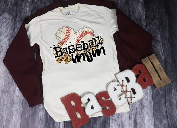 Baseball Mom Heart Ball Leopard Comfort Colors
