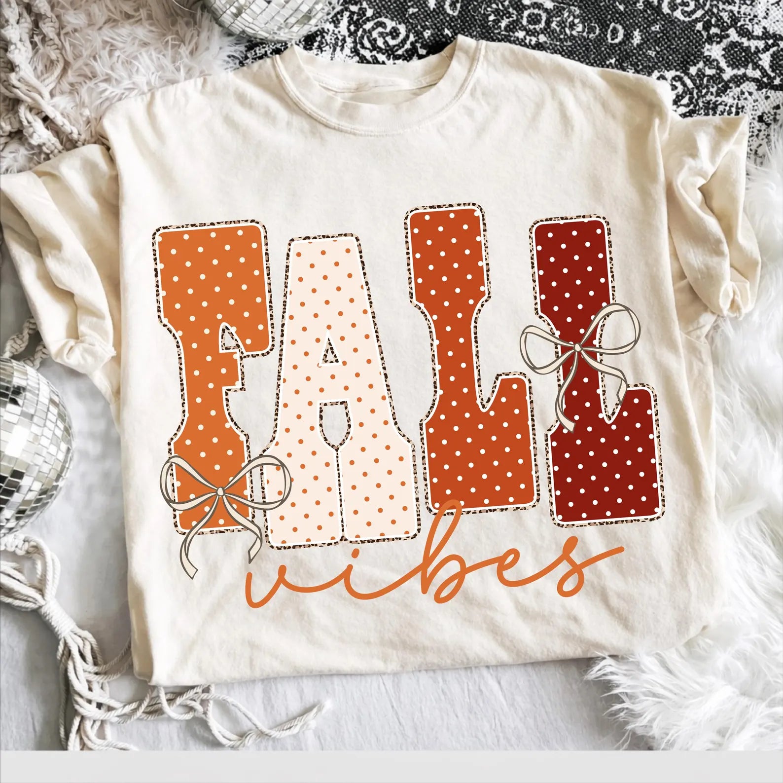 Fall Vibes polka dot tee