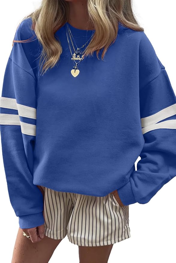 Striped arm fleece - Blue